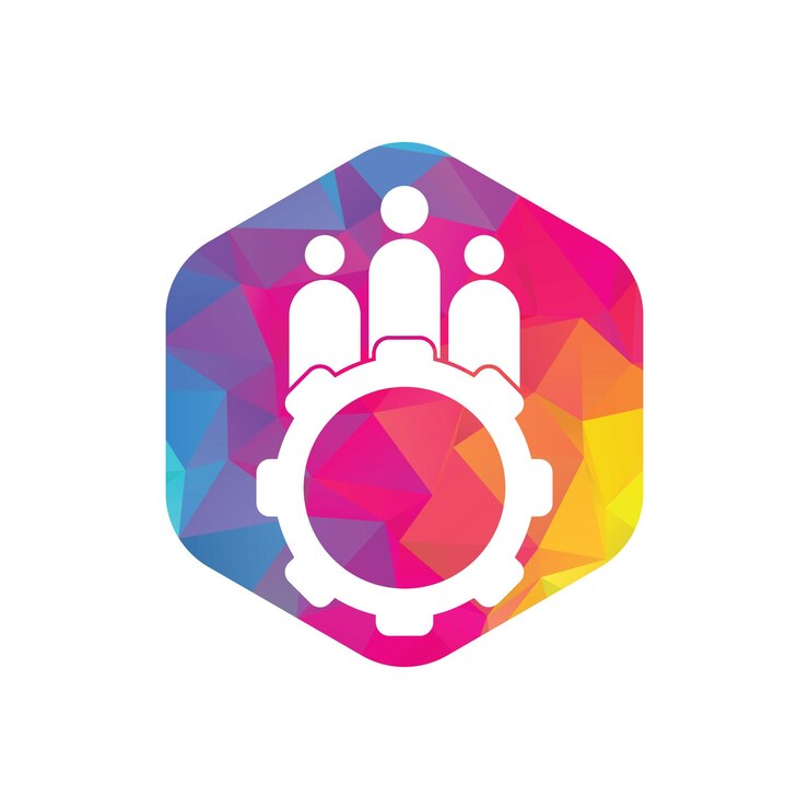 Gear and people vector logo design template