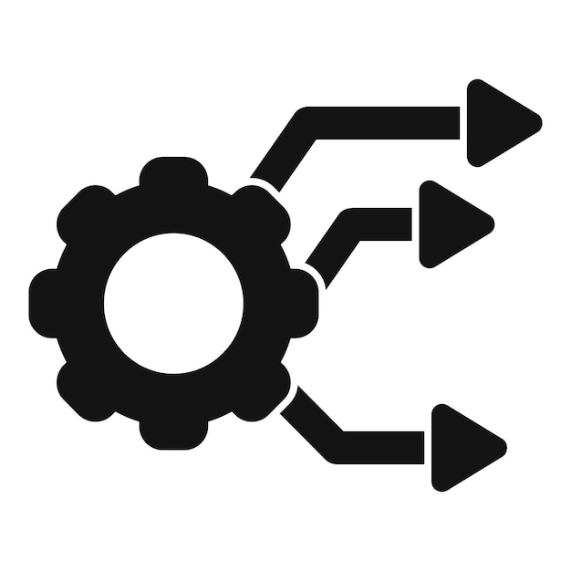 gear generating three arrows representing business process optimization