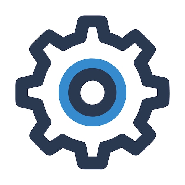 Gear icon vector art illustration black and blue image