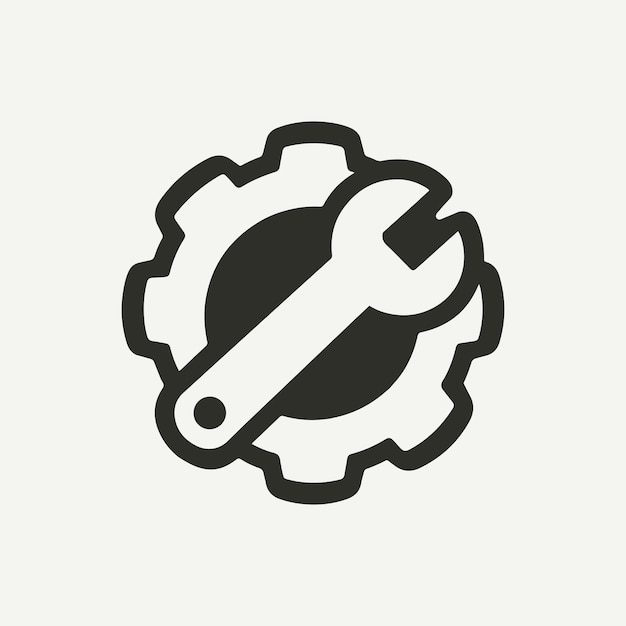 gear wrench icon in white background