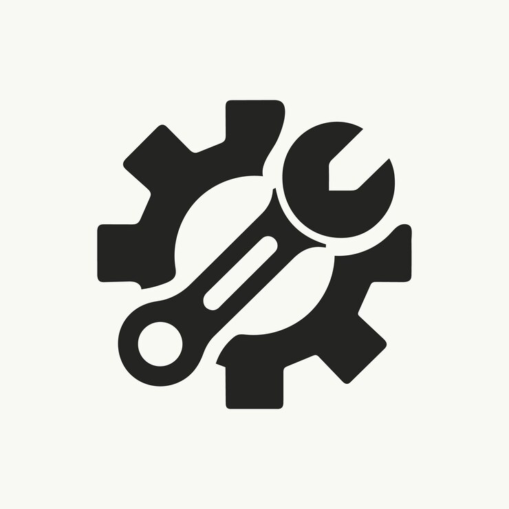 Vector gear wrench icon in white background