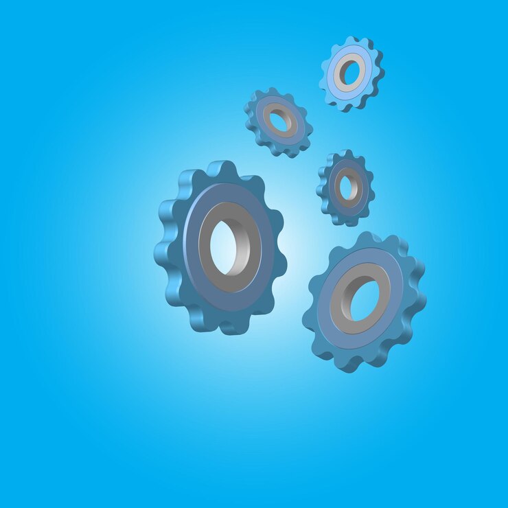 Gears icon 3D vector Gear icon flat design Mechanism wheels logo Settings process progress