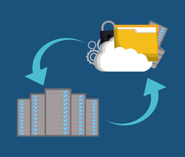 Vector gears padlock cloud and file icon