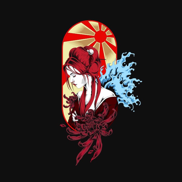 Geisha vector template. Illustration of geisha with japanese culture