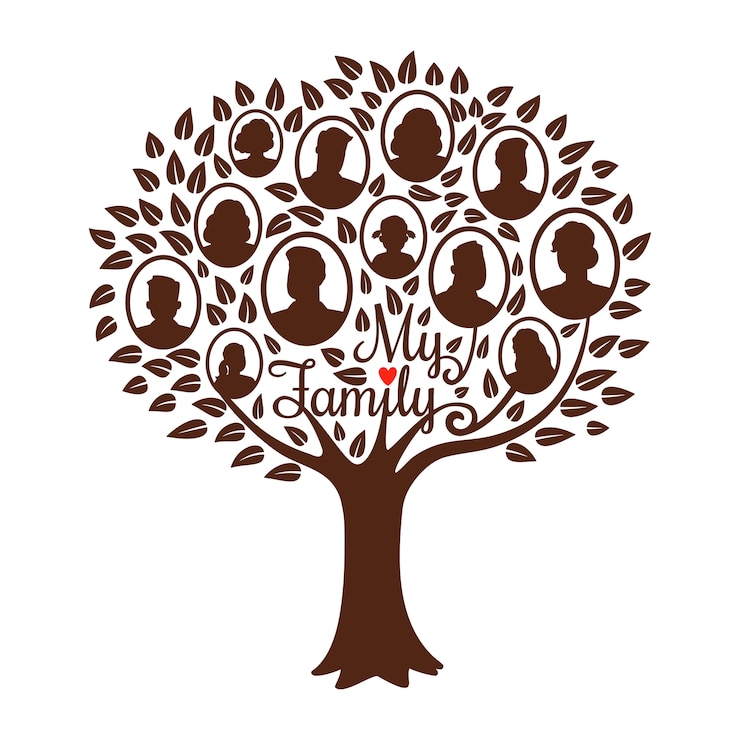 Vector genealogical family tree