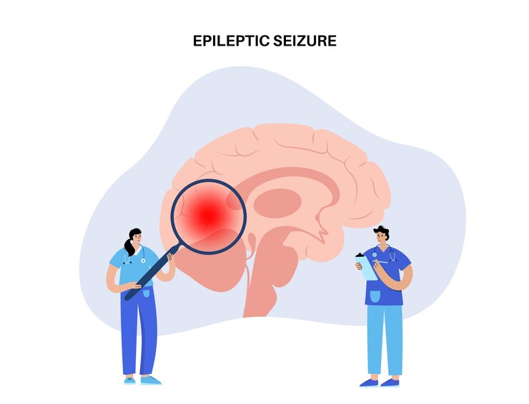 Vector generalized or partial seizure. epilepsy and abnormal brain activity. pain or migraine in human head
