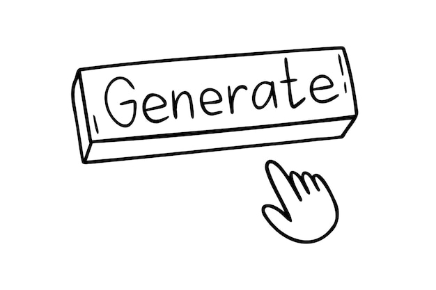 Generation button with hand icon Generation button outline doodle hand drawn drawing content generation button using AI Button The user interface tool for creating artificial intelligence