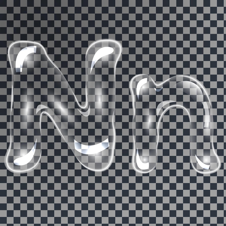 Vector gentle underwater or soap bubbles in the shape of letter n in gray shades on transparent background vector