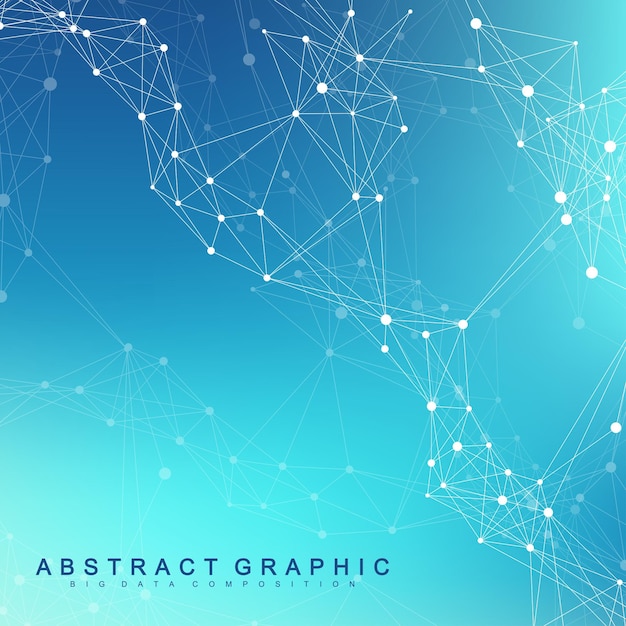 Geometric abstract background with connected line and dots Network and connection background for your presentation Graphic polygonal background Scientific vector illustration