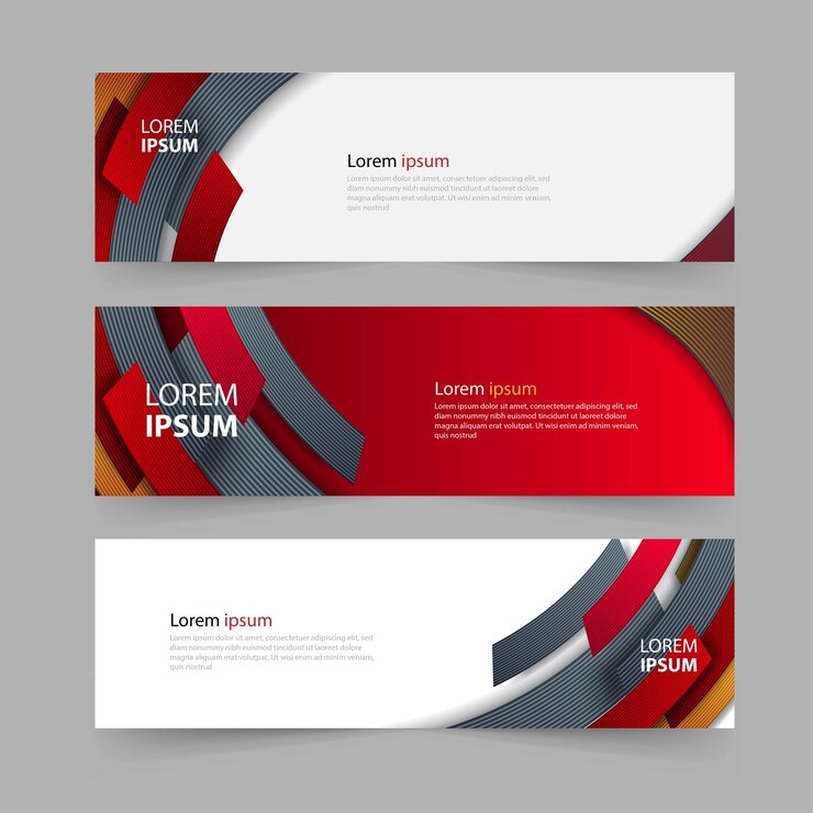 Geometric abstract shape layout banner design red and white background