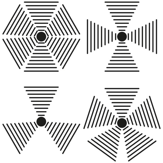 Geometric abstract shapes Modern line patterns Black and white vector Symmetrical design