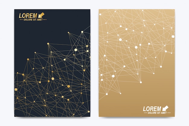 geometric background molecule. golden cybernetic dots communication.lines plexus. card surface