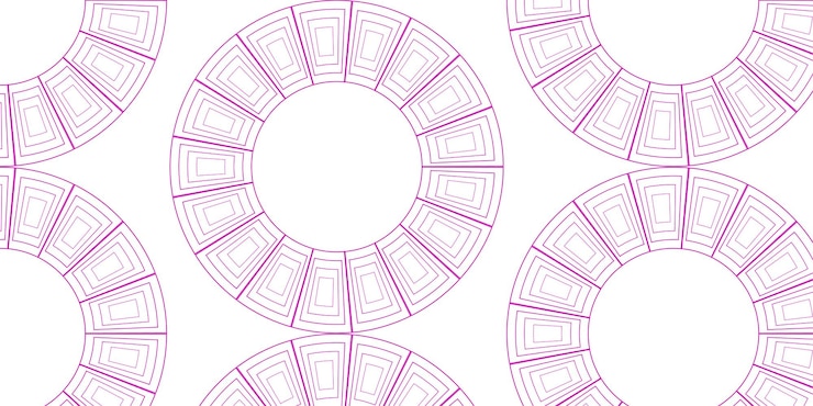 Vector geometric circular pattern with magenta outlines