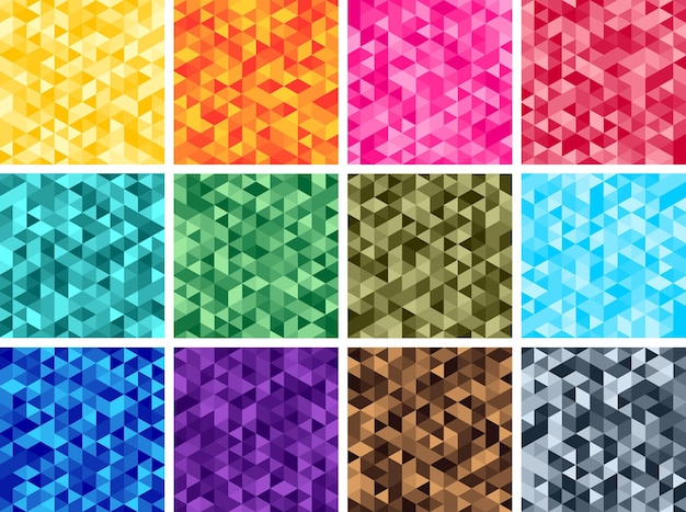 Geometric colorful backgrounds collection, geometric digital paper
