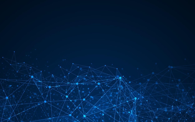 Geometric connected background Connecting dots and lines Global network connection Banner template for technology