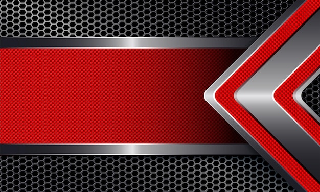 Geometric dark background with metal grille arrow and frame of red hue