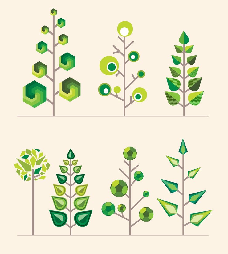 geometric diverse trees set 2 nature