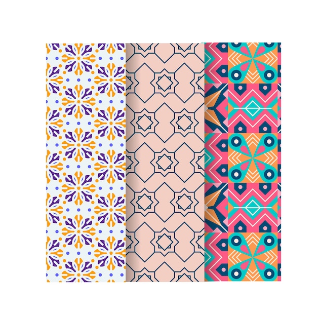 geometric floral set of seamless patternscollection set of bright colorful backgrounds with modern