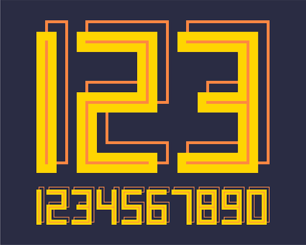 geometric font 3d effect design numbers 