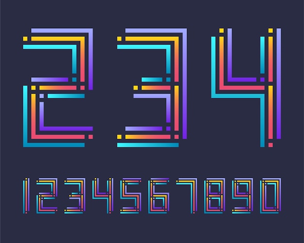 geometric font line style effect design numbers 