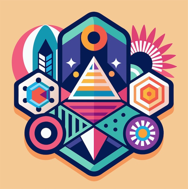 Geometric Harmony Craft a Tshirt sticker design using geometric shapes and patterns