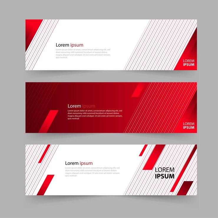 Geometric layout banner design for presentation red and white background