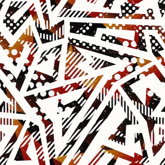 Geometric maze seamless pattern with grunge effect eps 10 vector file