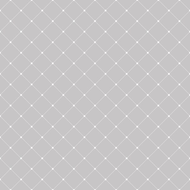 Geometric seamless diagonal dotted lines and cross pattern gray background.
