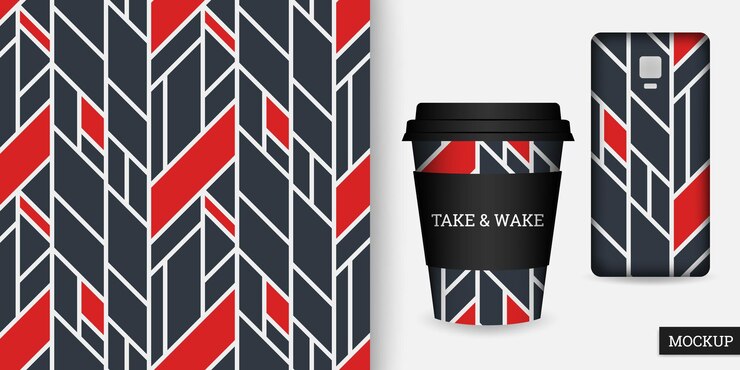 Geometric seamless pattern cup and smartphone case
