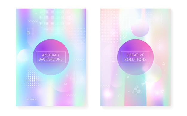 geometric shape. dynamic dots. science flyer. holographic background. gradient design. tech vector. blue light presentation. space fluorescent elements. violet geometric shape