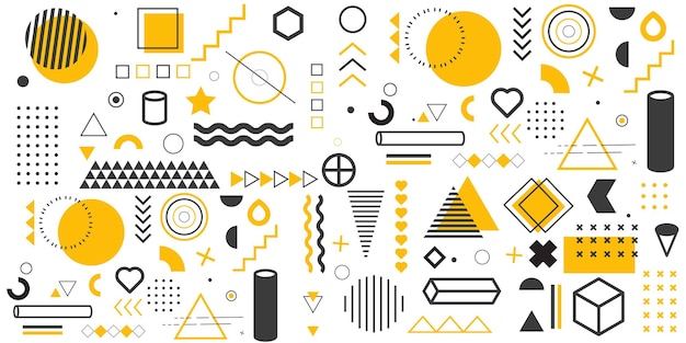 Geometric shapes Memphis design retro elements for web vintage advertisement