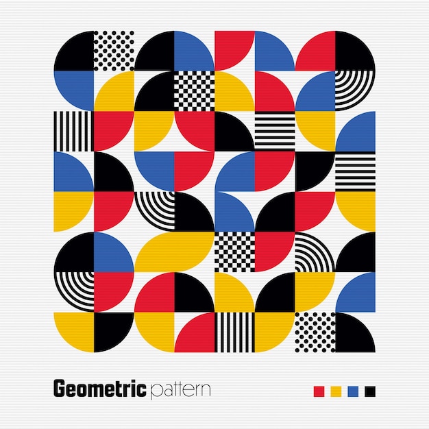 Geometric trendy pattern bauhaus style modern colorful background with simple elements retro texture