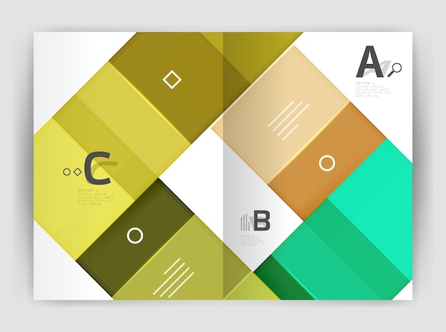 Geometrical brochure a4 business template flyer abstract background with infographics abc options Modern print template