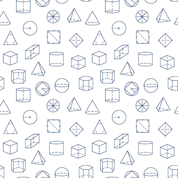 Geometrical Figures vector outline seamless pattern Geometry Education concept background