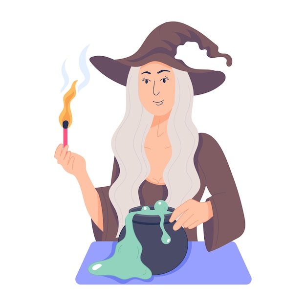 Get this flat illustration of witch cauldron