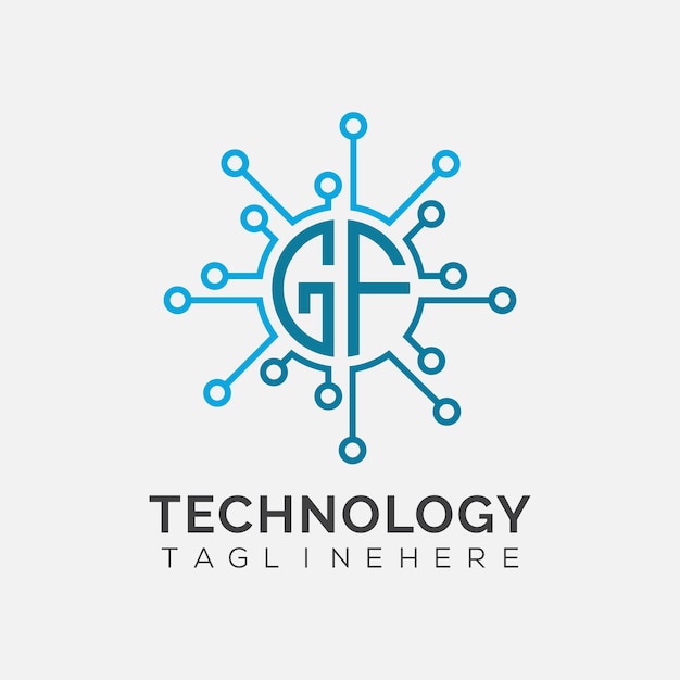 GF initial monogram for technology logo with circle style design