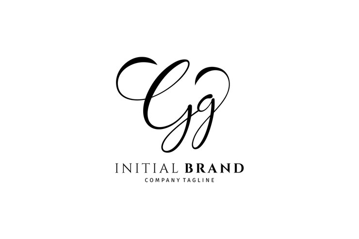Vector gg handwritten logo template initial signature vector