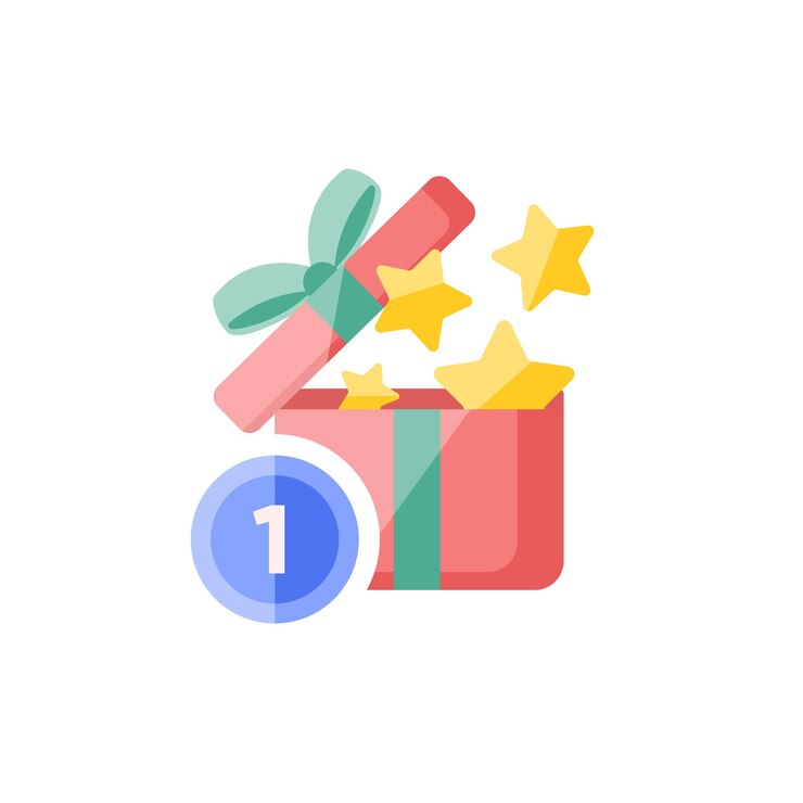 gift icon and illustration in flat design