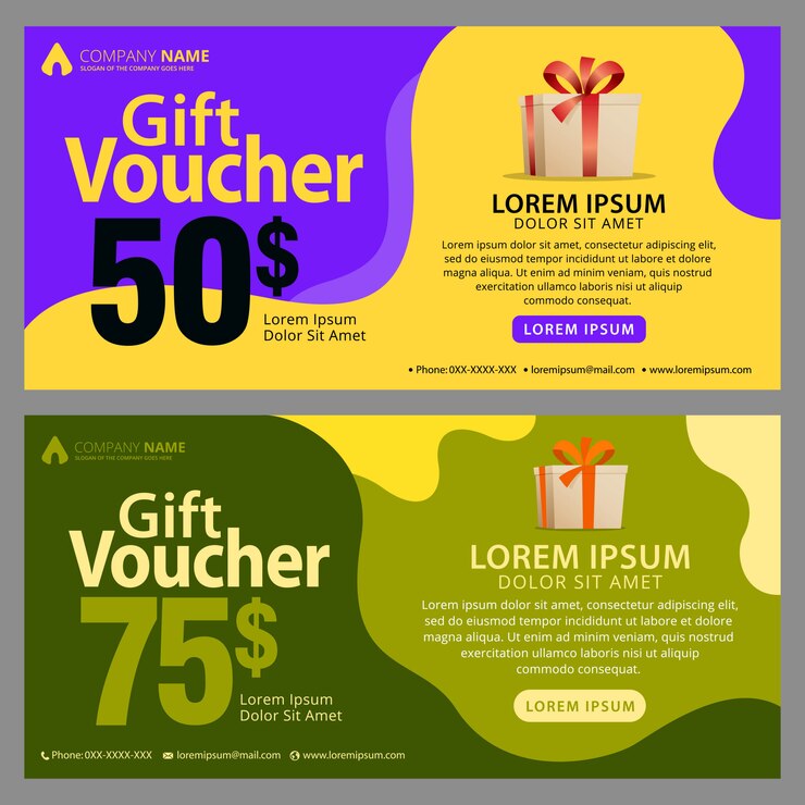 Vector gift voucher template with clean and modern pattern.