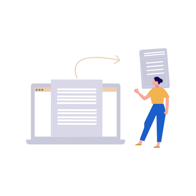 Girl is pointing to convert document file to text