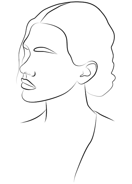 Girl Minimalistic silhouette of a female face Black and white