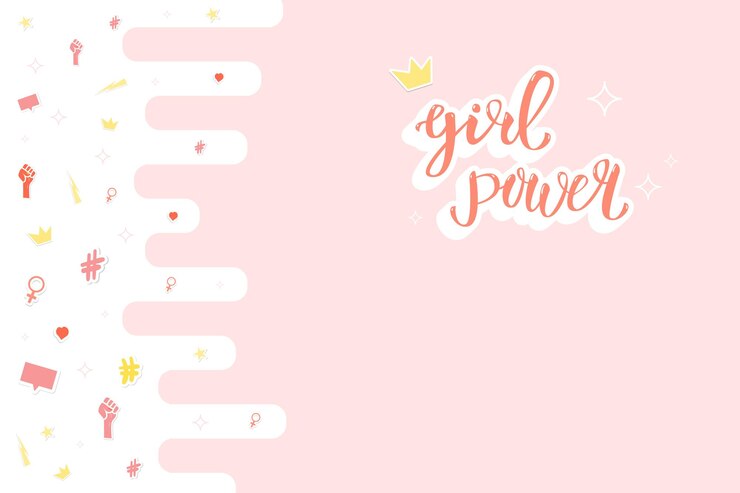 Girl power composition sticker card Vector illustration