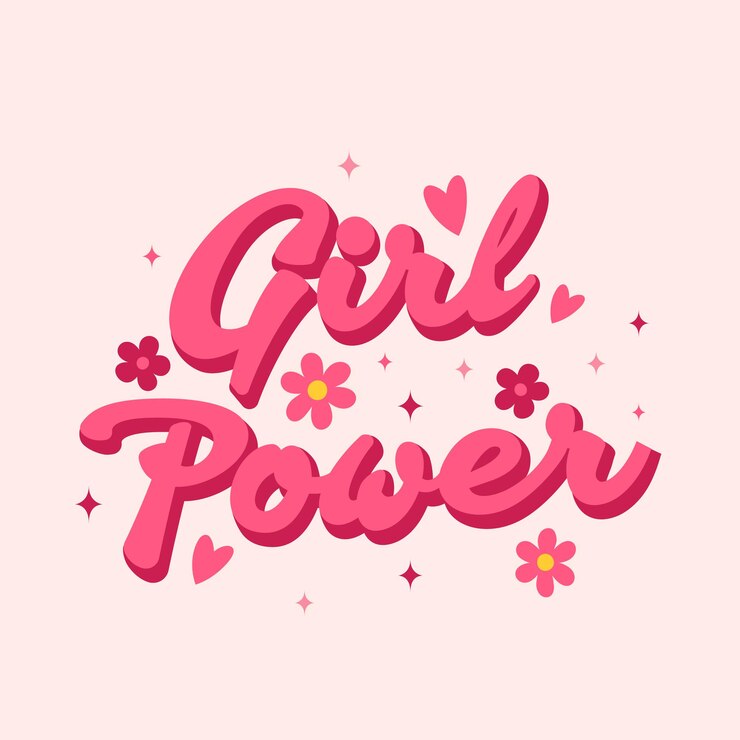 Vector girl power trendy retro slogan quote in 60s 70s style card poster print social media template