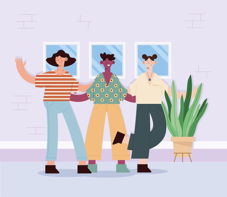 Vector girls and boy