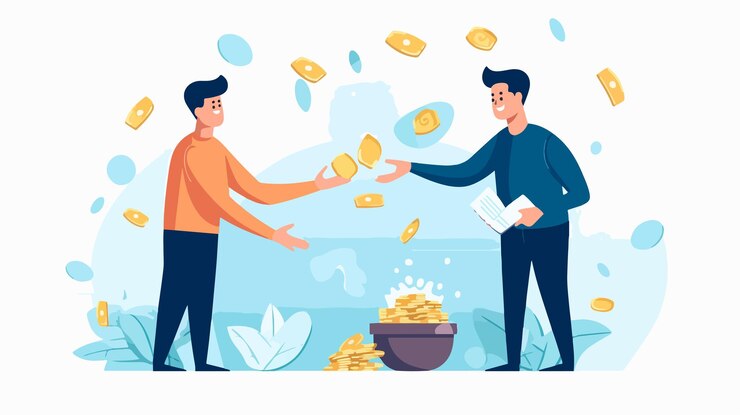 Vector give and take flat vector illustration on white background