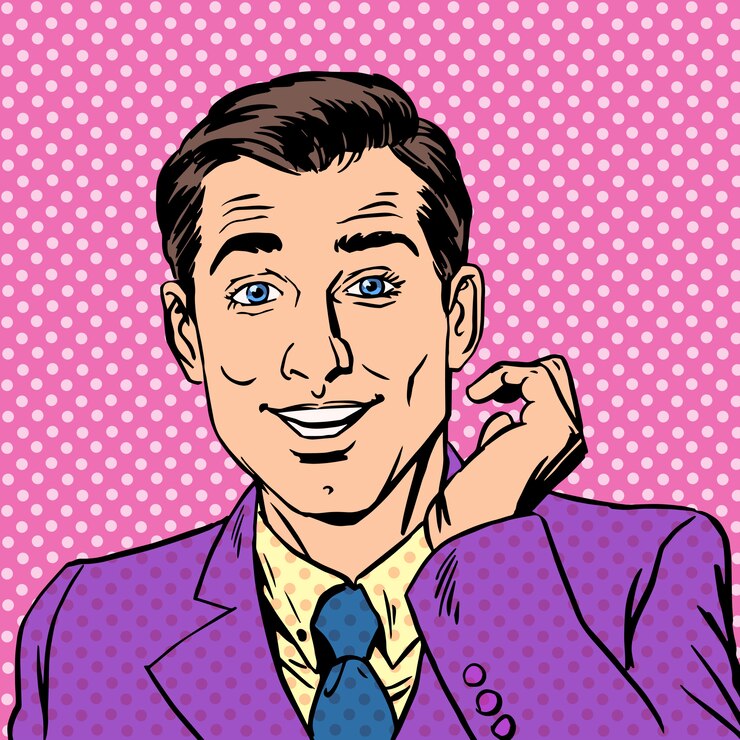 Vector glamorous man mod handsome mannered major playboy