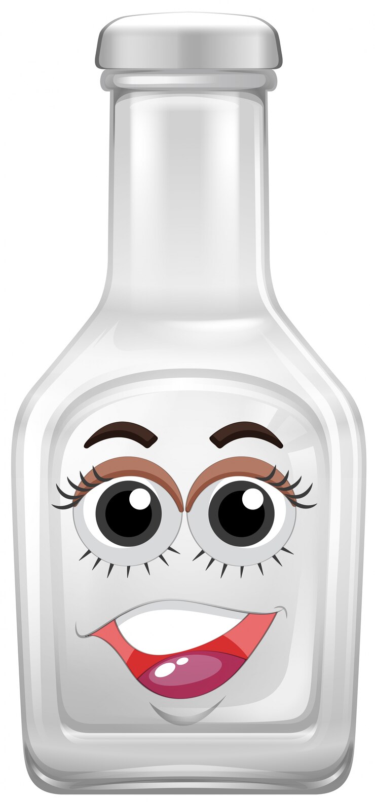Vector glass bottle with happy face
