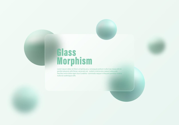 glass morphism website landing page template frosted glass partition with floating spheres