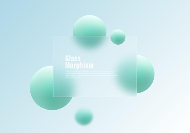 glass morphism website landing page template frosted glass partition with floating spheres
