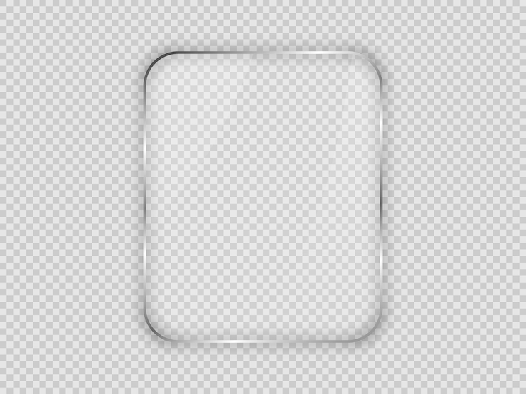 Vector glass plate in rounded vertical frame